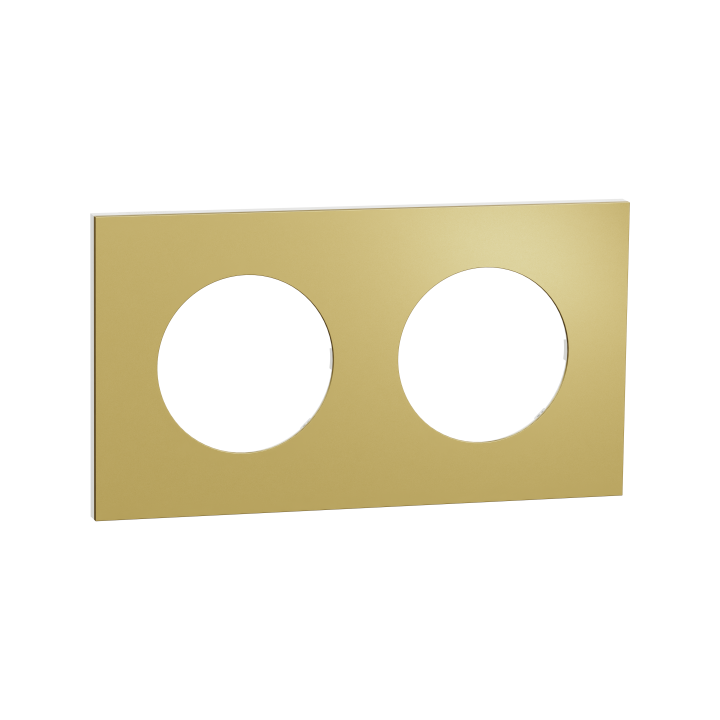 Odace M. plaque 2 postes laiton blanc