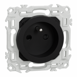 Odace prise 2P/T rénovation noir Odace prise 2P/T rénovation noir