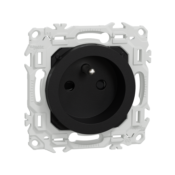 Odace prise 2P/T rénovation noir