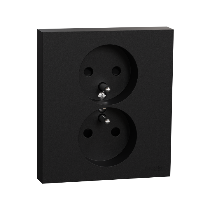 Odace prise 2P/T double noir griffes