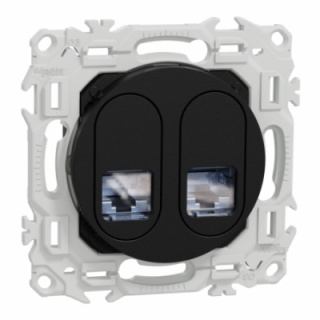 Odace prise double RJ45 cat.6 STP noir