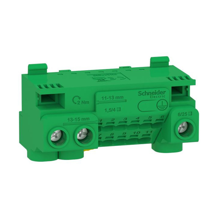 Bornier terre 63A 14 trous