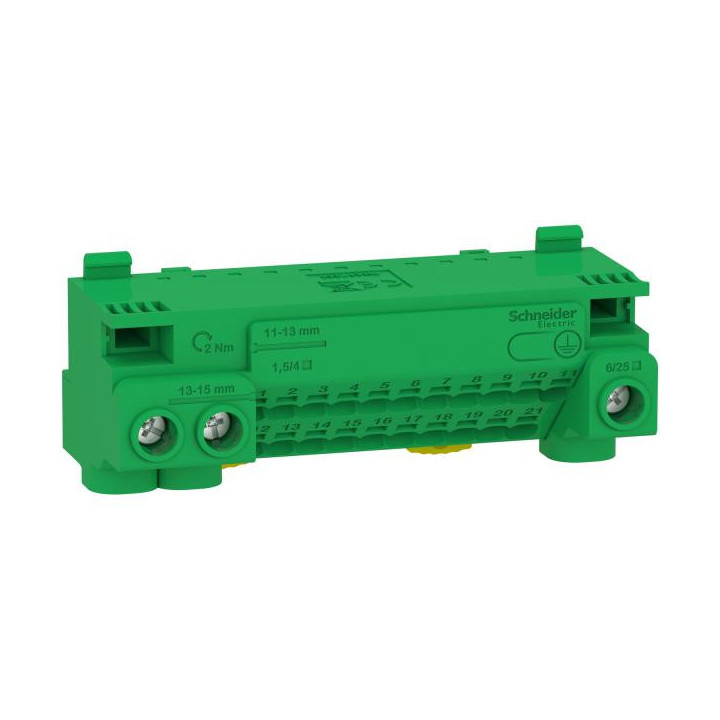 Bornier terre 63A 24 trous