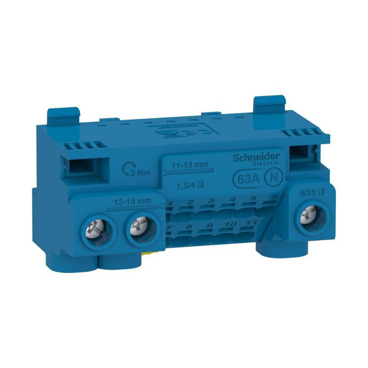 Bornier neutre 63A 14 trous